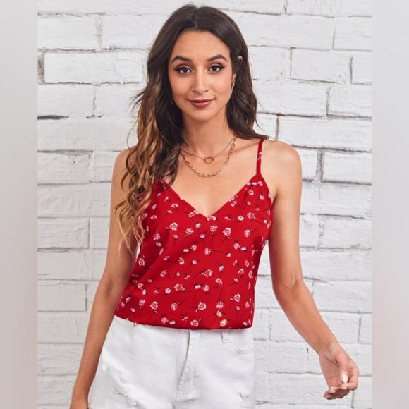 RED FLORAL TANK TOP - Picture 1 of 7